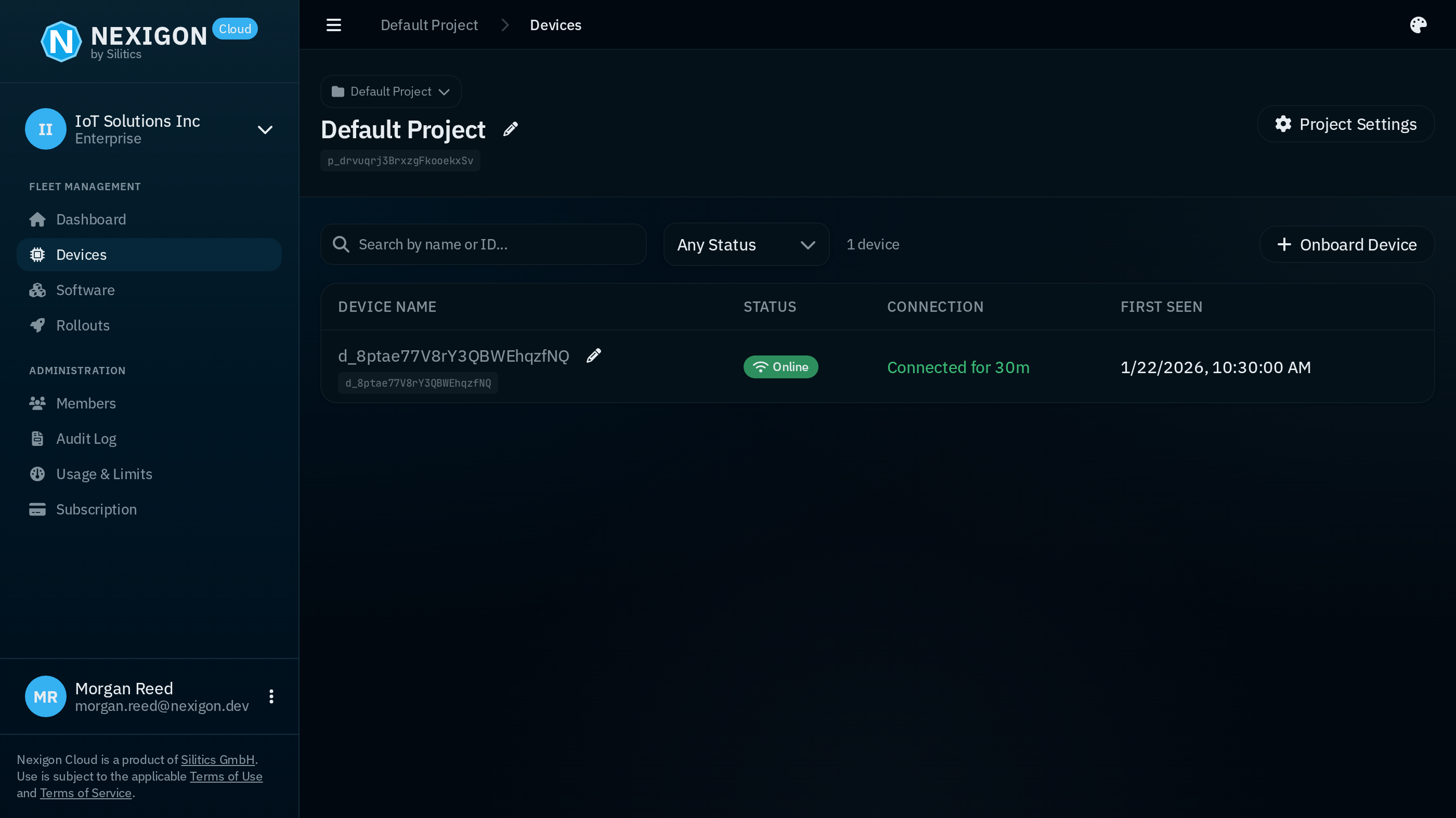Screenshot of New Device